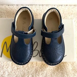 Mini Boden Navy Leather T Strap Shoes